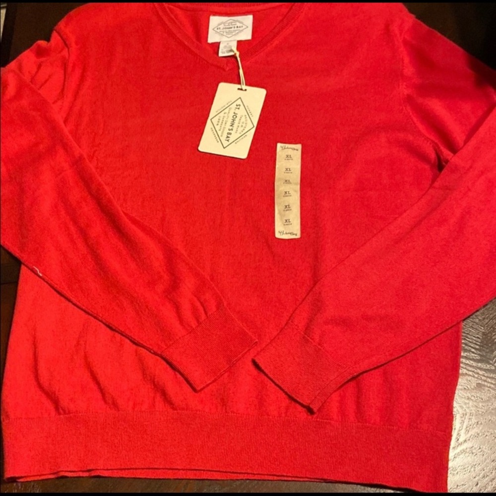 SOLD Men’s ST. John’s Bay XL Red  Pull Over Sweater NWT